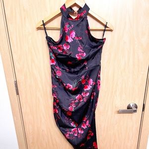 Asymmetric halter neck dress (NYE dress, wedding guest, party)